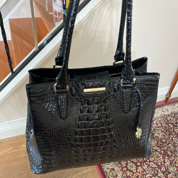 Brahmin Black Melbourne Croc Embossed Leather Tote - Picture 12 of 14